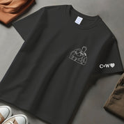 Custom Embroidered Photo T-shirt from Portrait, Personalized Gifts for Couple, Outline Photo T-shirt