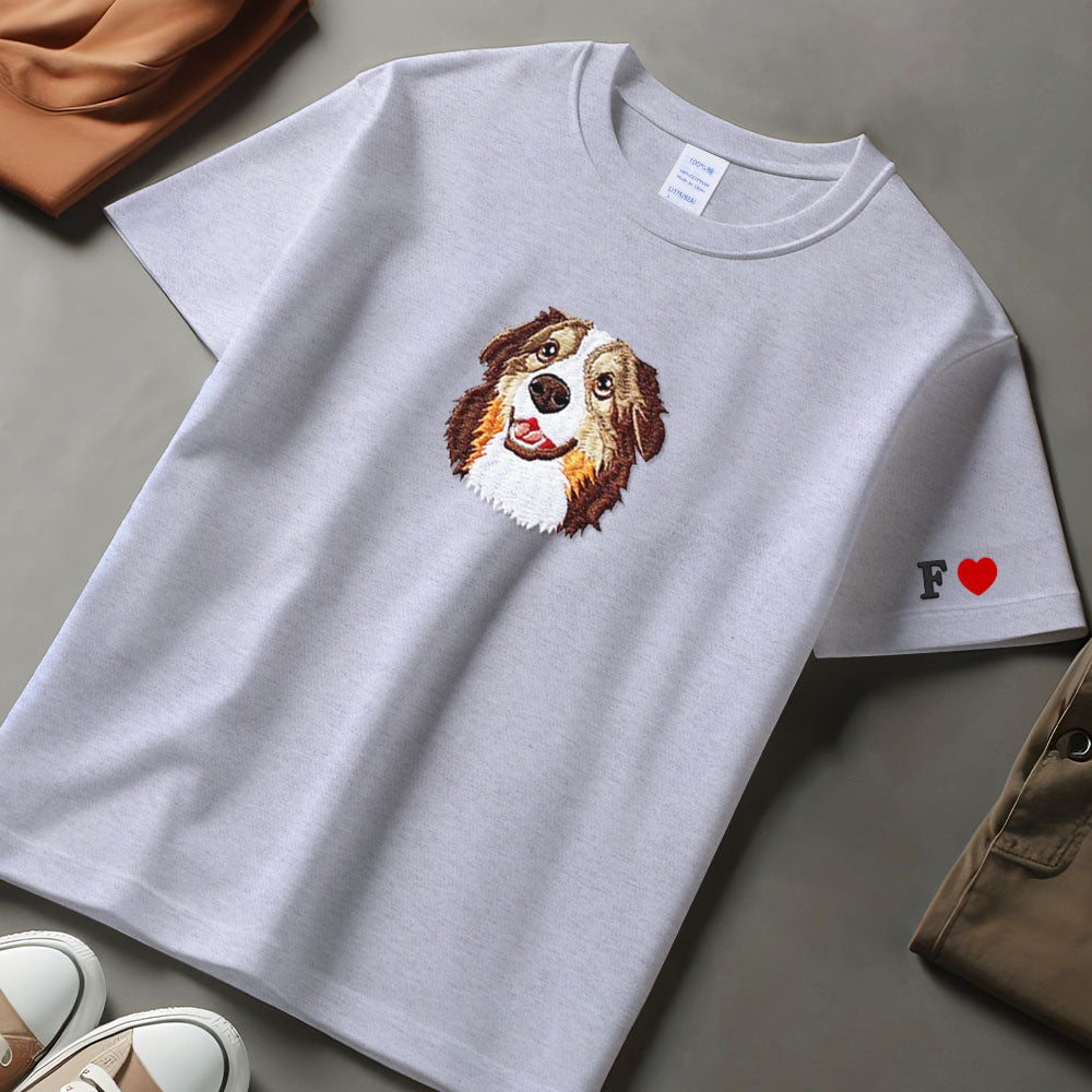 Custom Embroidered Pet From Your Photo T-shirt,Personalized Dog Hoodie, Cat Shirt,Custom Pet Cartoon T-shirt,Pet Lover Gift