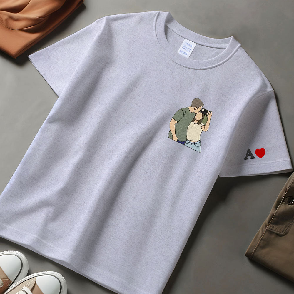 Custom Embroidered Portrait from Photo Sweatshirt,Custom Portrait Hoodie,Couple Hoodie,Family Portrait,Couple Gifts,Anniversary Gift