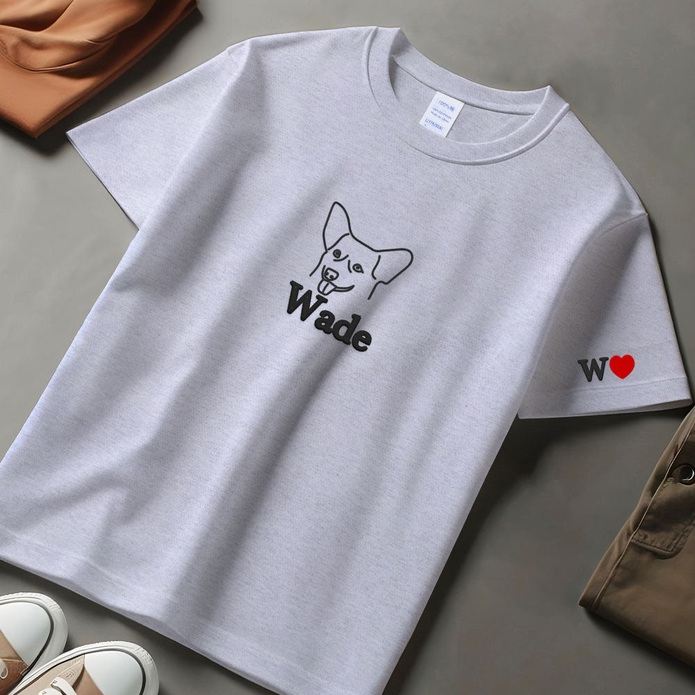 Custom Pet Embroidered T-shirt,Custom Dog Portrait,embroidered sweatshirt,pet Hoodie
