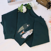 Family Personalized Photo Embroidery Sweatshirt With Design On Sleeve