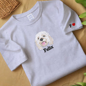 Custom Dog From Your Photo Embroidered T-shirt,Personalized Pet Face Embroidered,Custom Pet Portrait,Dog Lover Hoodie,Custom Gift