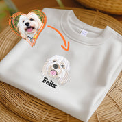 Custom Dog From Your Photo Embroidered T-shirt,Personalized Pet Face Embroidered,Custom Pet Portrait,Dog Lover Hoodie,Custom Gift