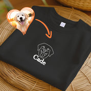 Custom Embroidered Pet T-shirt with Pet Photo and Name,Custom Embroidered Dog T-shirt,Embroidered Pet Portrait,Gift for Pet Lover