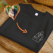 Custom Couple Portrait EMBROIDERED T-shirt, Photo from Portrait T-shirt, Matching T-shirt for Couples, Valentine Couple Gift