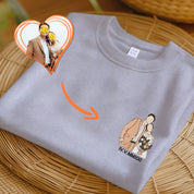Custom Embroidered Portrait from Photo Sweatshirt With Roman Numerals
