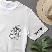 Custom Couple Portrait EMBROIDERED T-shirt, Photo from Portrait T-shirt, Matching T-shirt for Couples, Valentine Couple Gift