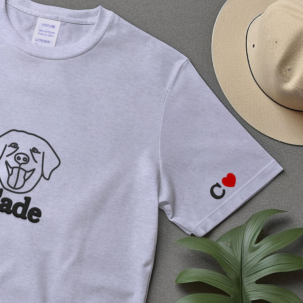 Custom Embroidered Pet T-shirt with Pet Photo and Name,Custom Embroidered Dog T-shirt,Embroidered Pet Portrait,Gift for Pet Lover