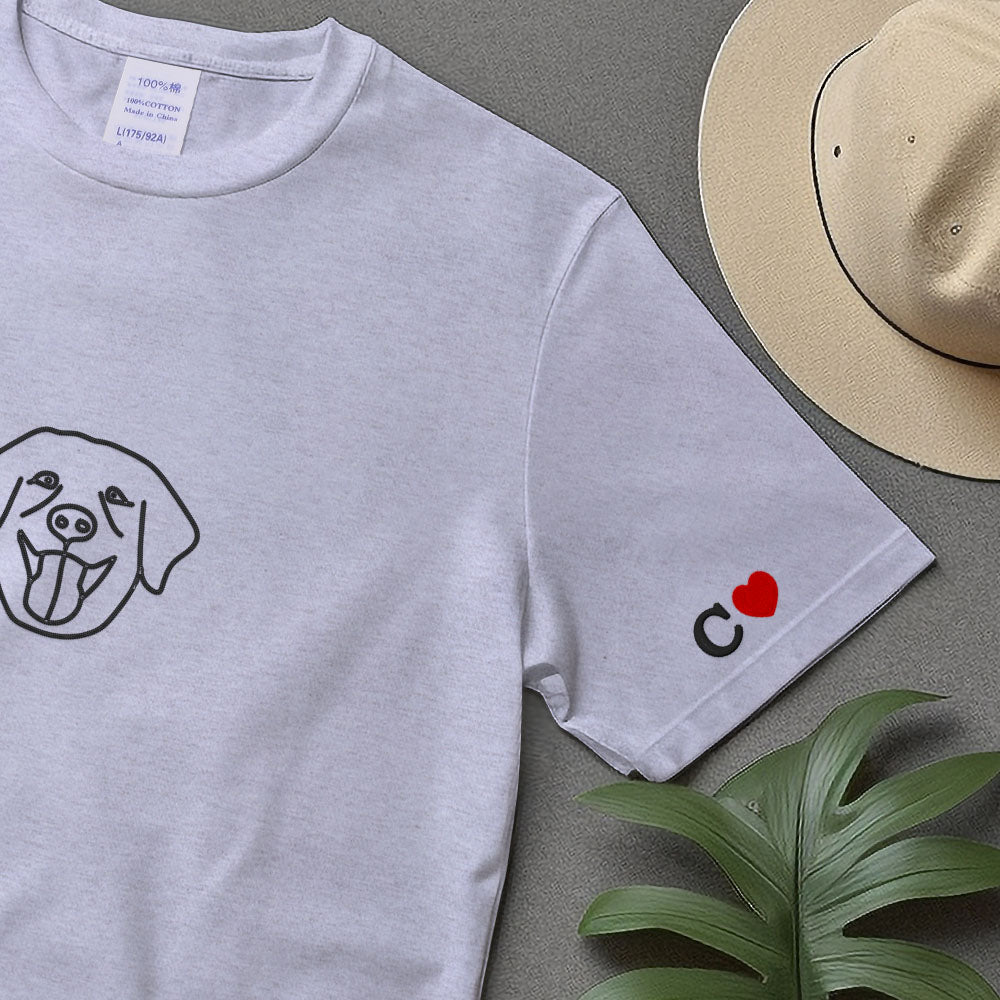 Custom Embroidered Pet T-shirt,Custom Dog/Cat From Photo Embroidery,Personalized Crewneck/Hoodie,Special Birthday Gift