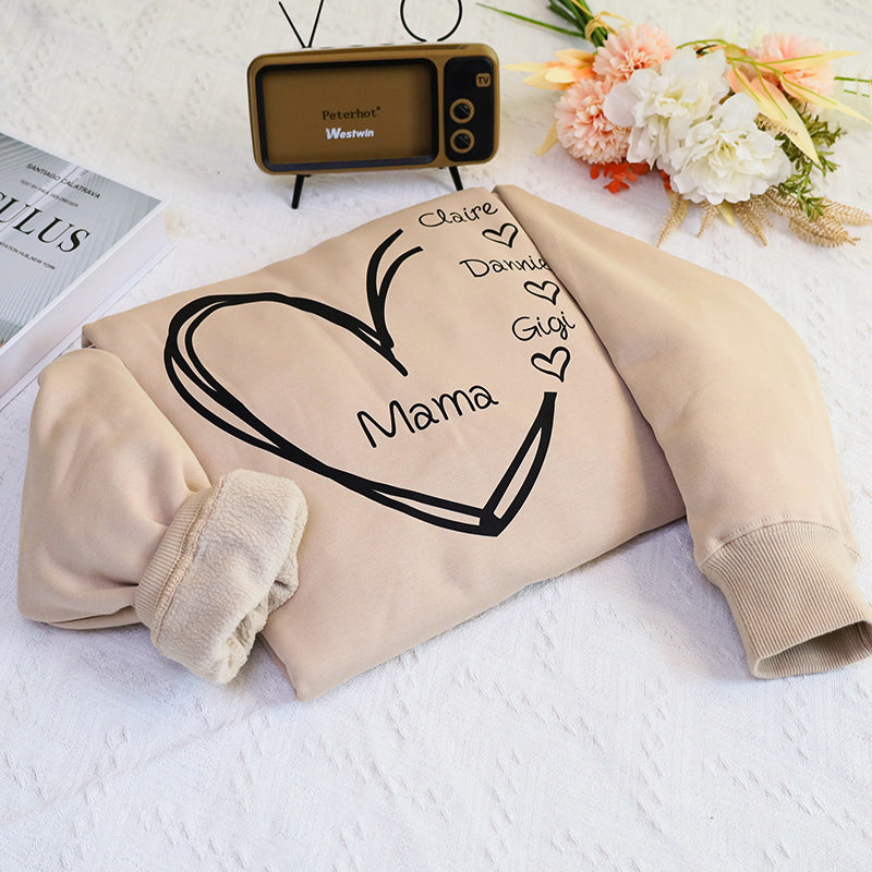 Plus Velvet Style-Mama Sweatshirt Personalized Sweatshirt Mama Sweatshirt With Kid Name