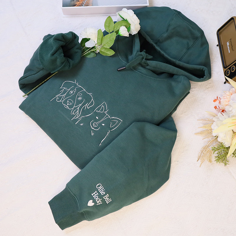 Plus Velvet Style Custom Pet Embroidered Hoodie Personalized Pet's Name On Sleeve