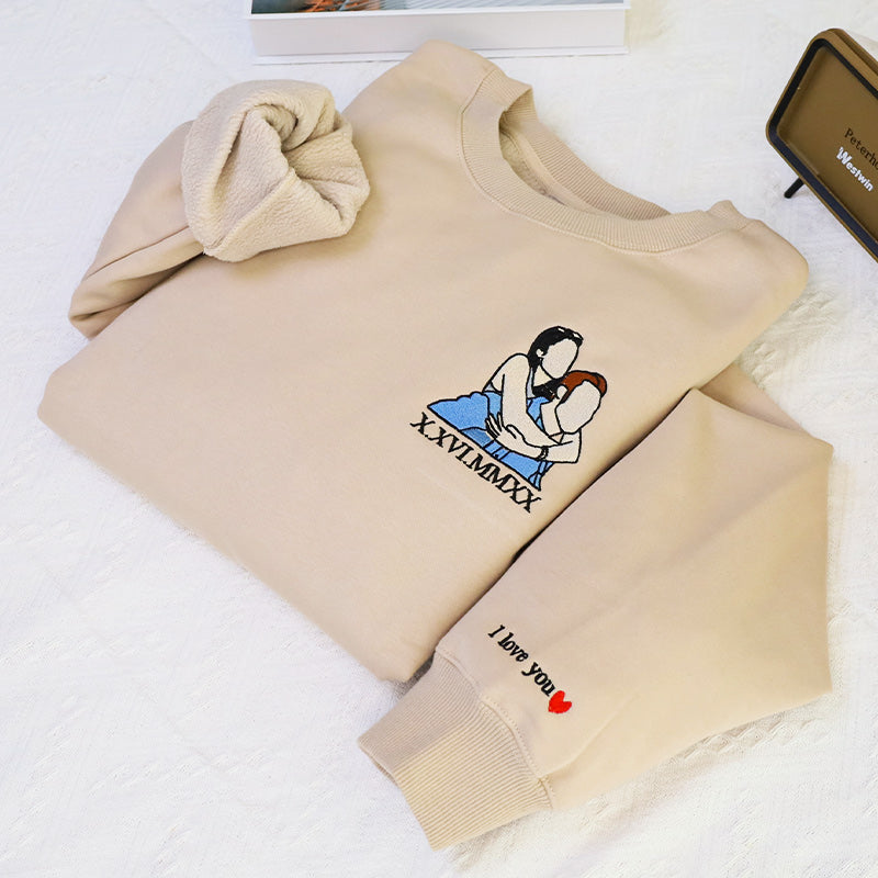 Plus Velvet Style-Custom Roman Embroidered Sweatshirt Portrait Music Player Sweatshirt