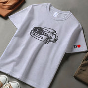 Custom Embroidered Car Sweatshirt, Personalised Photo Outline Portrait T-shirt, Boyfriend Name Initial on Sleeve, Best Car Guy Birthday Gift