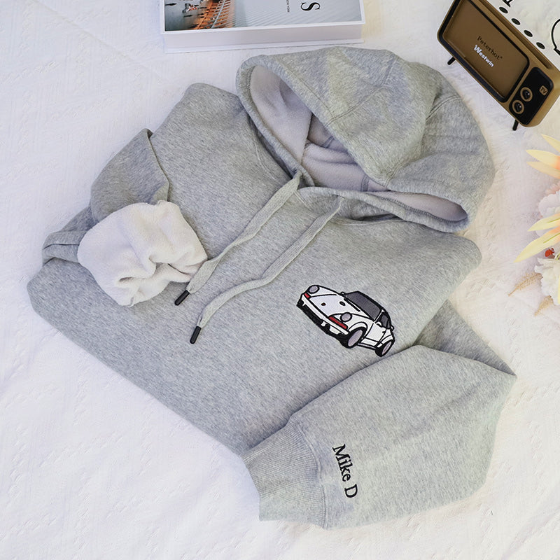 Plus Velvet Style-Custom Car Embroidered Hoodie Personalized Embroidered Car From Photo Hoodie