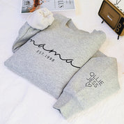 Plus Velvet Style-Personalized Mom Sweatshirt With Kid Names,Custom Mom Sweatshirt