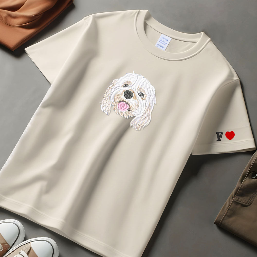 Custom Dog Portrait Embroidered Sweatshirt,Custom Pet T-shirt, Personalized Pet tees And Hoodies,Personalized Gift ,Pet Memorial Gift