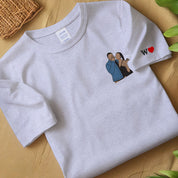 Custom Embroidered Portrait T-shirt, Personalized Couple Portrait Shirt, Couple Sweater, Anniversary Shirt