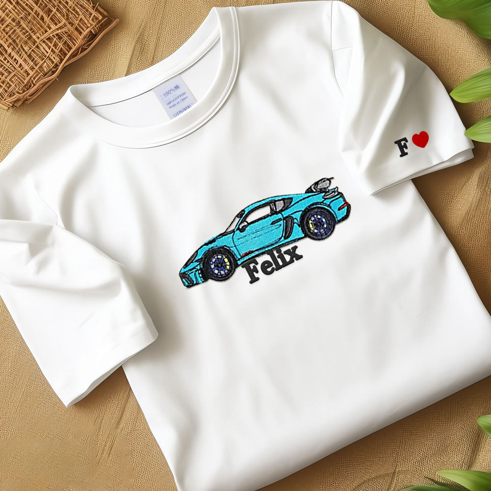 Cars Couple Sweater Embroidered T-shirt, Trending Crewneck, Embroidery Hoodie
