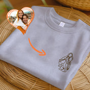 Custom personalized Portrait embroidered T-shirt,Custom Photo,outline photo sweatshirt