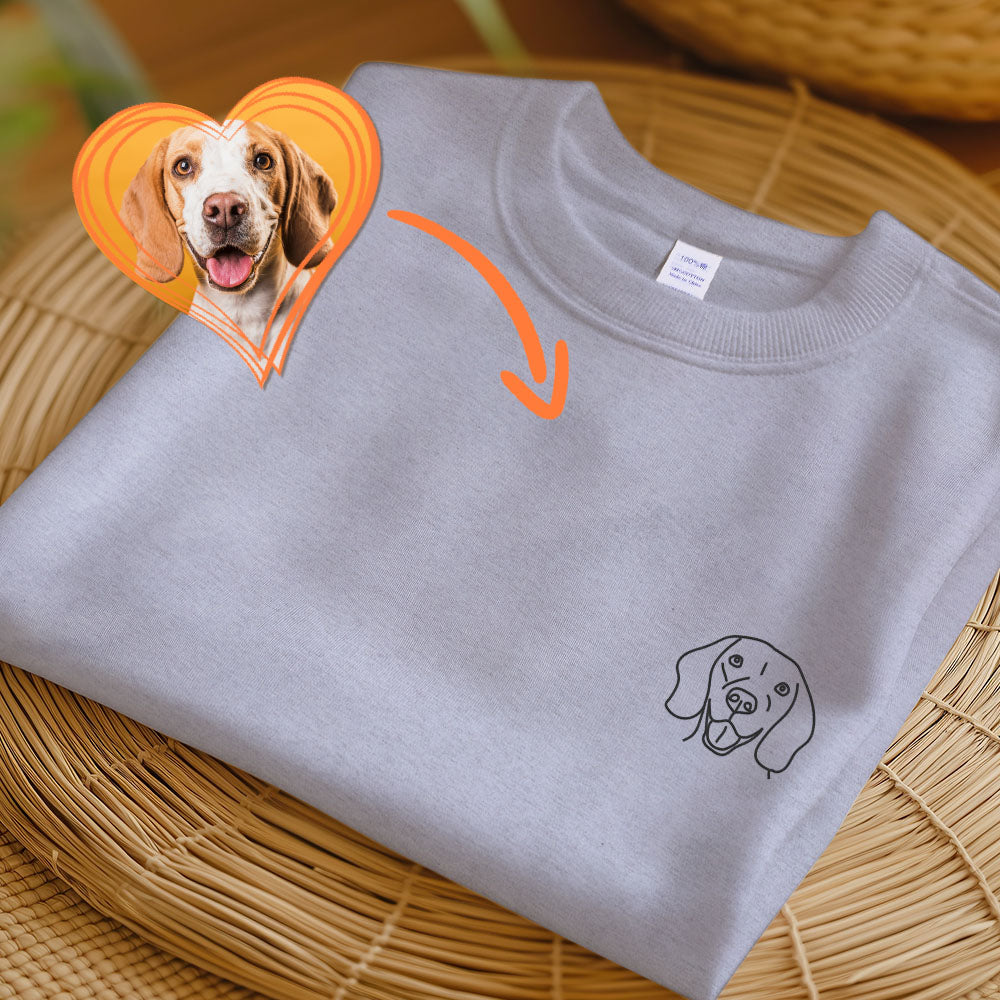 Personalized Embroidered Pet From Your Photo T-Shirt, Custom Dog Sweatshirt, Pet Name Sweatshirt, Dog Gift, Lover Gift, Pet Gift