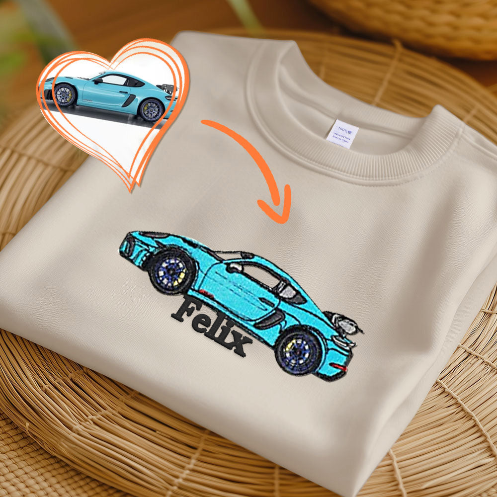 Cars Couple Sweater Embroidered T-shirt, Trending Crewneck, Embroidery Hoodie