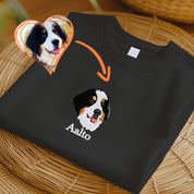 Pet embroidered sweatshirt. Unisex embroidered pets on T-shirt. Embroidered pet portrait clothing. Custom pet sweatshirt. Dog walkers gift