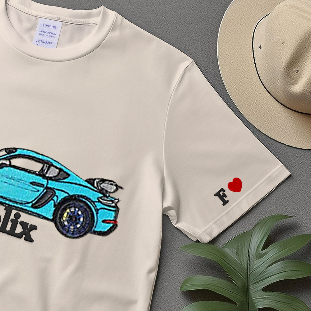 Cars Couple Sweater Embroidered T-shirt, Trending Crewneck, Embroidery Hoodie