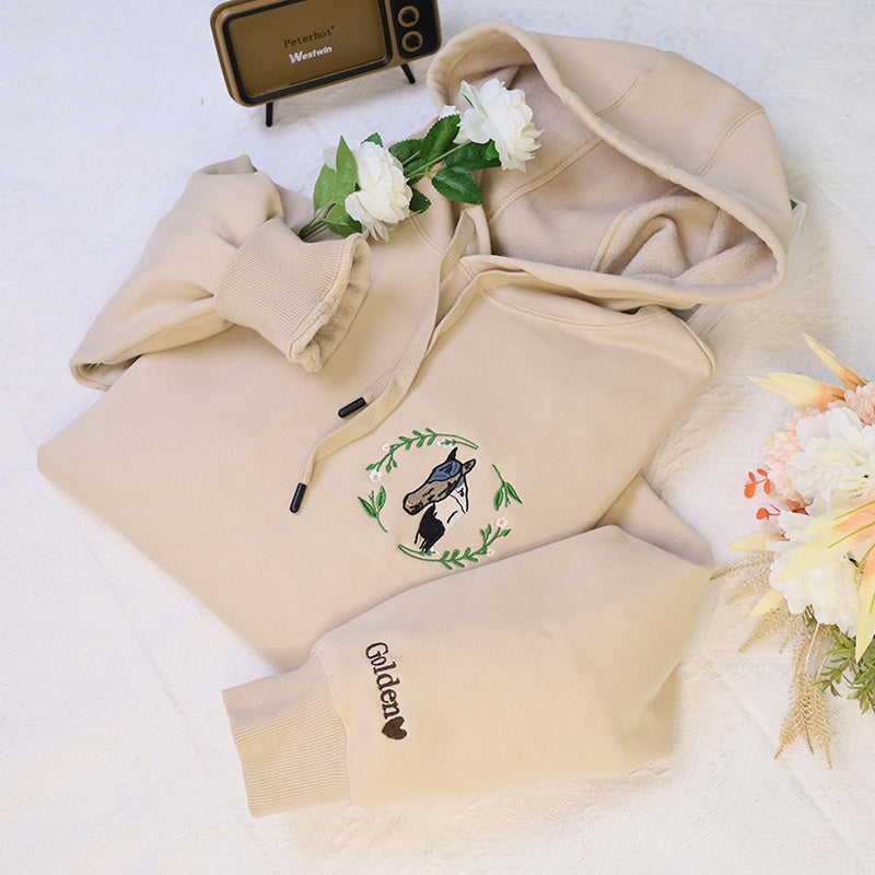 Plus Velvet Style-Gifts For Pet Lover Custom Pet Embroidered Hoodie Personalized With Your Pet’s Photo