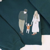 Family Personalized Photo Embroidery Sweatshirt With Design On Sleeve