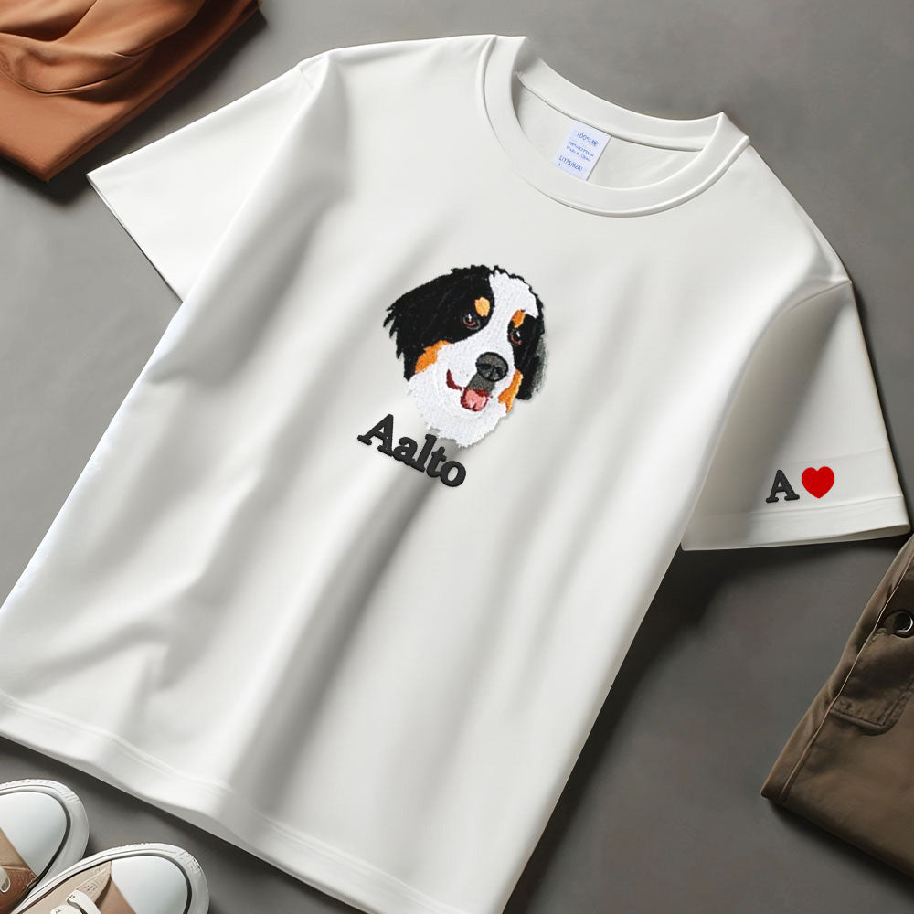 Pet embroidered sweatshirt. Unisex embroidered pets on T-shirt. Embroidered pet portrait clothing. Custom pet sweatshirt. Dog walkers gift