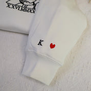 Plus Velvet Style-Custom Roman Numeral Embroidered Sweatshirt Couple Gift