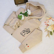Plus Velvet Style-Custom Couple Hoodie Photo Portrait Hoodie Couple Outline Hoodie