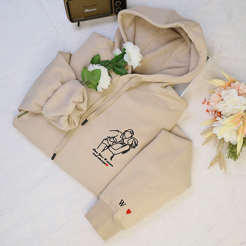 Plus Velvet Style-Custom Couple Hoodie Photo Portrait Hoodie Couple Outline Hoodie