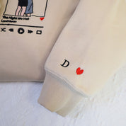 Plus Velvet Style-Gift For Couple Custom Embroidered Hoodie Portrait Music Player Personalized Hoodie