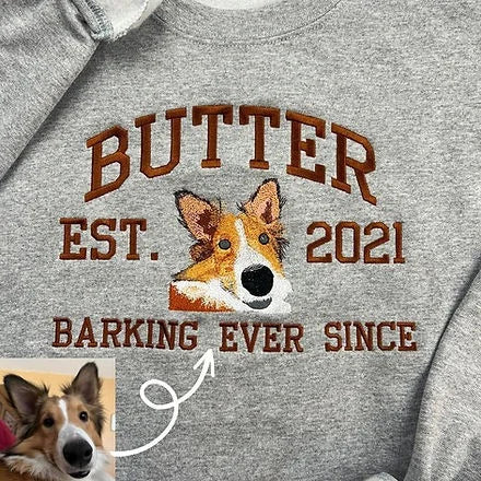 Personalized Embroidered Sweatshirt with Pets Name Custom Dog Face Hoodie