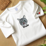 Custom Pet Embroidery T-shirt from Photo, Personalized Cat Embroidered T-shirt, Pet Face Sweatshirt, Crewneck, Tee or Hoodie