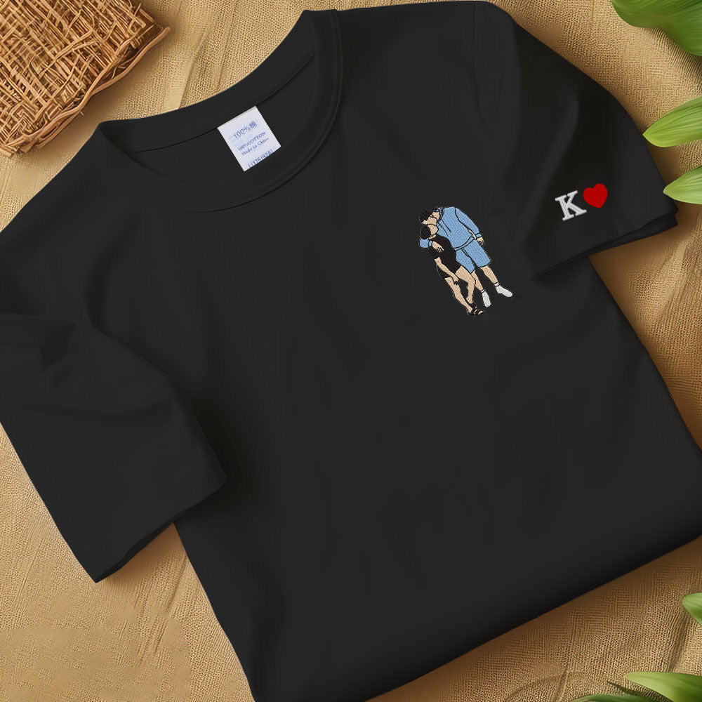 Custom Embroidered T-shirt Custom Embroidered Sweatshirt Custom Photo Portrait Custom Embroidered Shirt Family Faceless Portrait Gift Couple