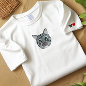 Embroidered Pet T-shirt,Custom Cat Hoodie Embroidered,Personalized Varsity Sweatshirt,Gifts for Cat Lovers