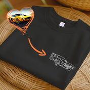 Custom Car outline Sweatshirt, custom middle portrait from photo to shirt, Personalized car photo shirt, Custom gift for dad