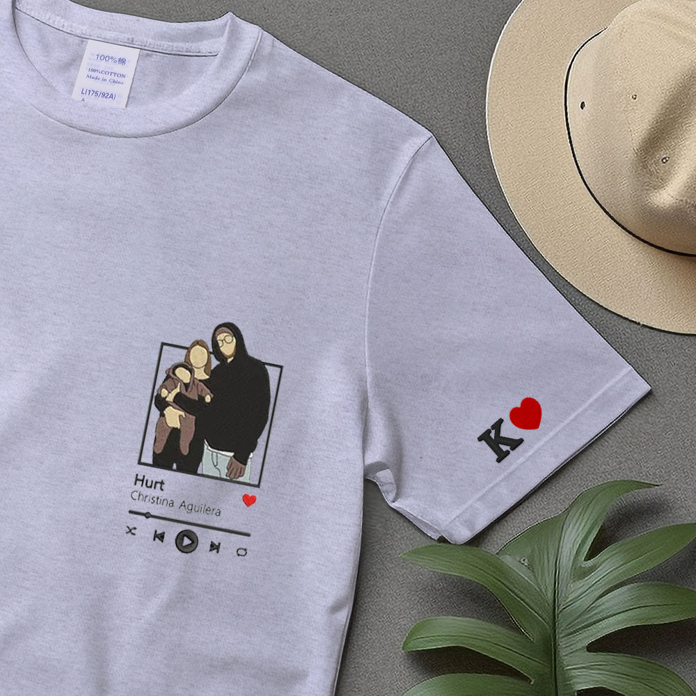Custom Embroidered Couple Hoodie from Photo Portrait, Custom Favorite Song Music Hoodie, Couple's Gift