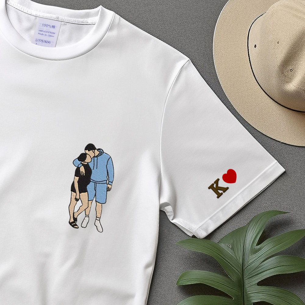Custom Embroidered T-shirt Custom Embroidered Sweatshirt Custom Photo Portrait Custom Embroidered Shirt Family Faceless Portrait Gift Couple