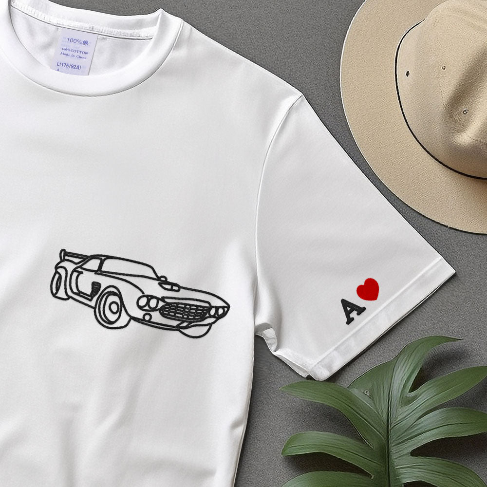 Custom Car outline Sweatshirt, custom middle portrait from photo to shirt, Personalized car photo shirt, Custom gift for dad