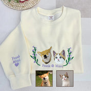 Custom Embroidered Hoodie/Sweatshirt With Pet Portrait Flower