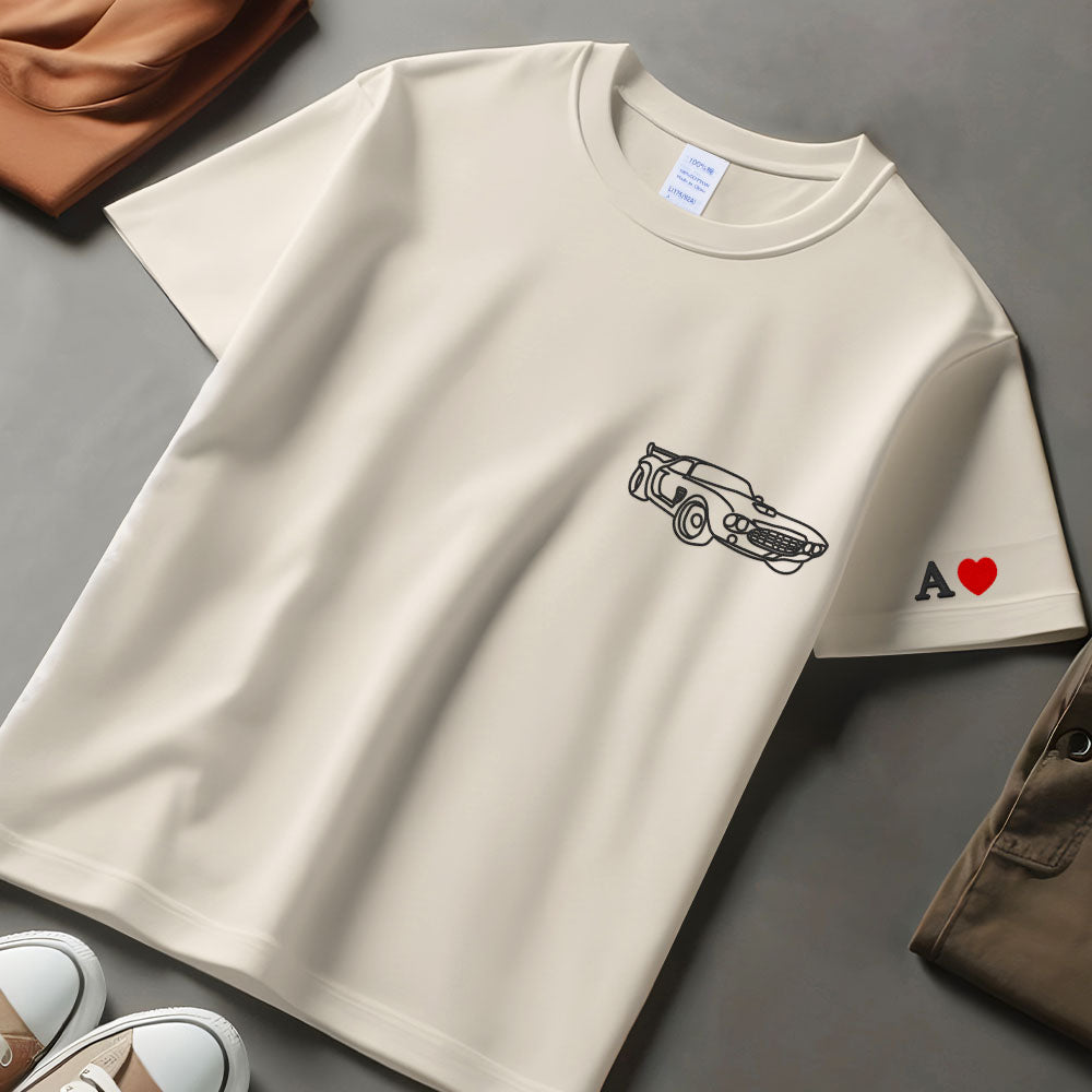 Custom Car outline Sweatshirt, custom middle portrait from photo to shirt, Personalized car photo shirt, Custom gift for dad