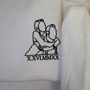Plus Velvet Style-Custom Roman Numeral Embroidered Sweatshirt Couple Gift