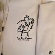 Plus Velvet Style-Custom Couple Hoodie Photo Portrait Hoodie Couple Outline Hoodie