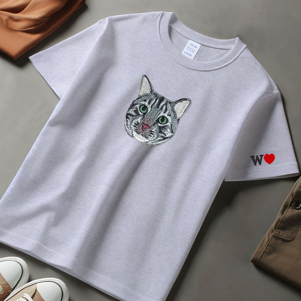 Embroidered Pet T-shirt,Custom Cat Hoodie Embroidered,Personalized Varsity Sweatshirt,Gifts for Cat Lovers