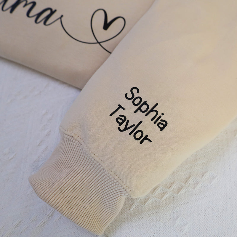 First Mom Now Grandma Family Custom Sweatshirt With Kids Name On Sleeve