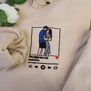 Plus Velvet Style-Gift For Couple Custom Embroidered Hoodie Portrait Music Player Personalized Hoodie