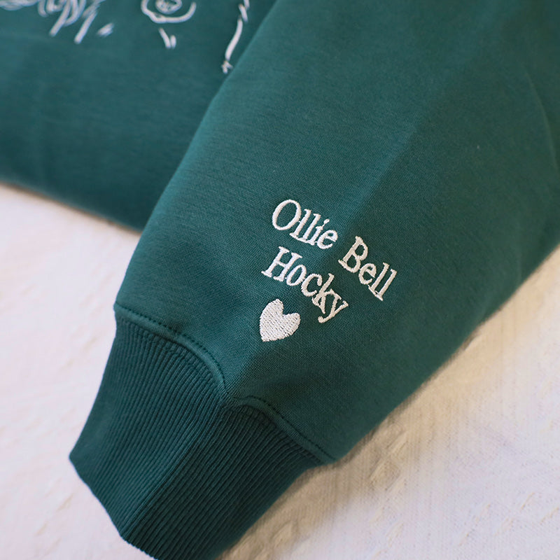 Plus Velvet Style Custom Pet Embroidered Hoodie Personalized Pet's Name On Sleeve